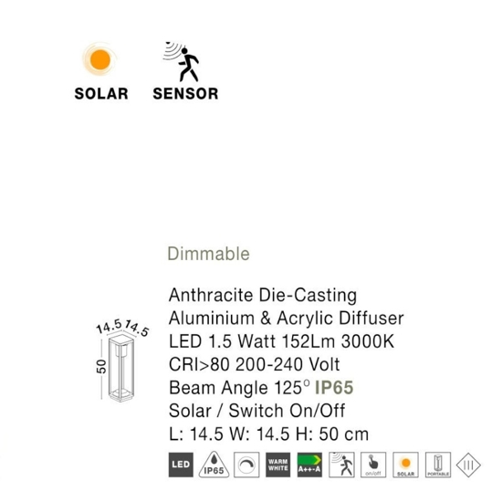 Lampioncino solare portatile da giardino led 3000k moderno