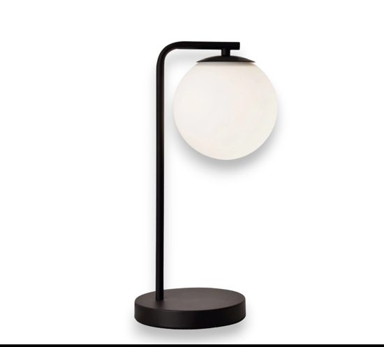 Lampada da tavolo moderna nera sfera in vetro fp