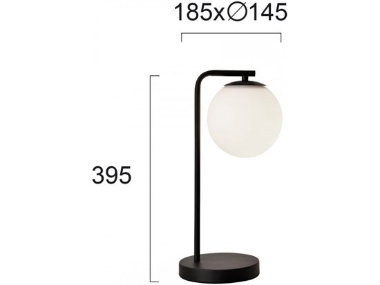 Lampada da tavolo moderna nera sfera in vetro fp