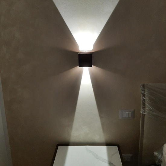 Applique per esterno led 6w 4000k cubo marrone corten