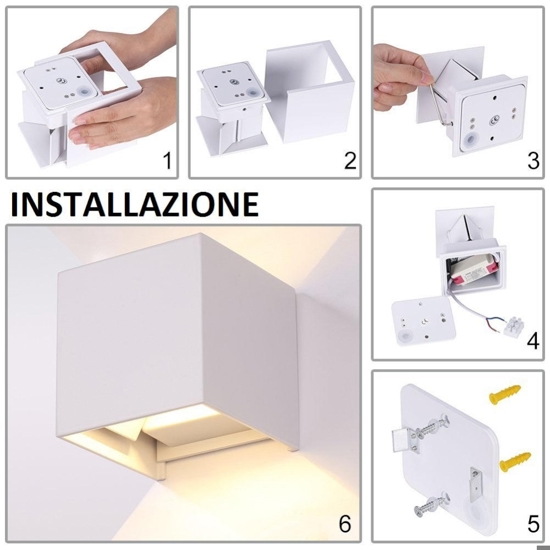 Applique cubo led 6w 3000k antracite isyluce per esterno