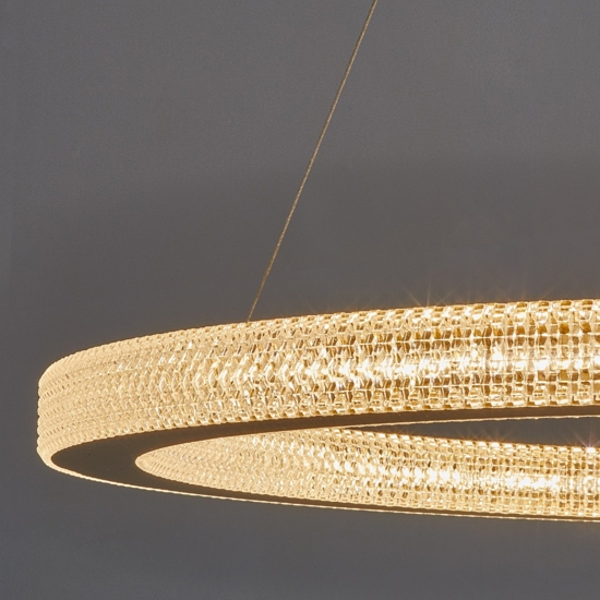 Lampadario a sospensione anello 80cm oro per salone contemporaneo