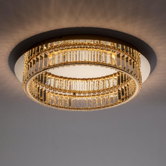 Plafoniera per camera da letto in cristallo e oro 42cm led 3500k dimmerabile 50 cm