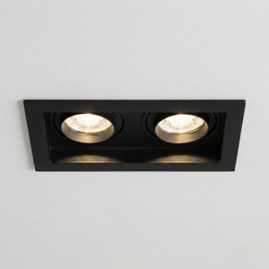 Cestello faretto da incasso controsoffitto nero 2 luci orientabili