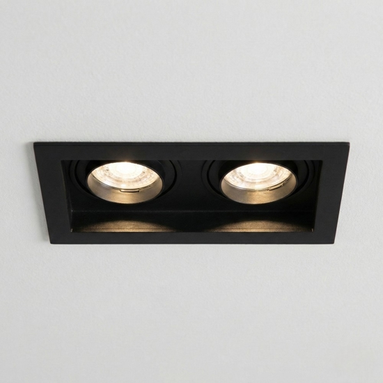 Cestello faretto da incasso controsoffitto nero 2 luci orientabili