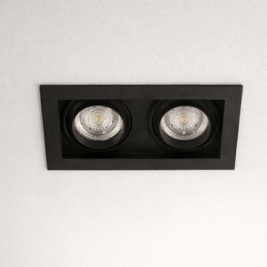 Cestello faretto da incasso controsoffitto nero 2 luci orientabili