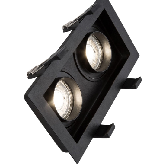 Cestello faretto da incasso controsoffitto nero 2 luci orientabili