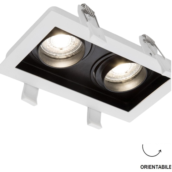 Cestello faretto bianco da incasso 2 luci orientabili