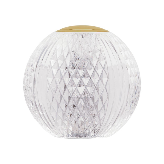 Lampada da comodino abat-jour sfera trasparente oro ricaricabile