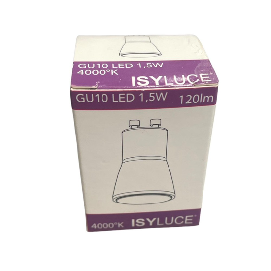 Isyluce lampadina led 1,5w gu10 35mm 4000k 120lm ottica 36 fp