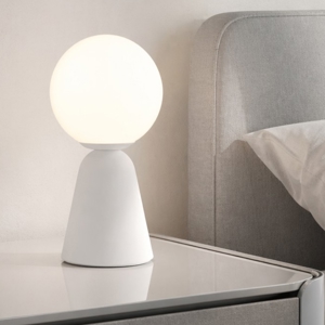 Abat-jour lampada da comodino bianca sfera di vetro moderna