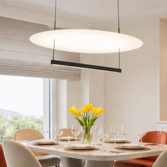 Lampadario per sala moderna nero led 55w dimmerabile 3000k