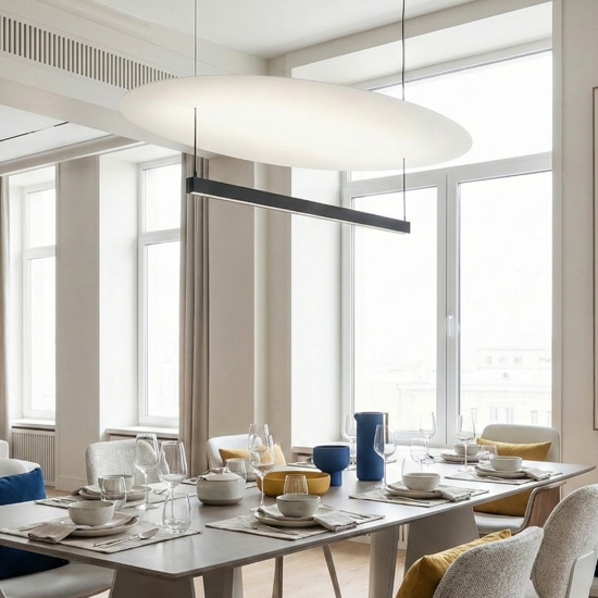 Lampadario per sala moderna nero led 55w dimmerabile 3000k