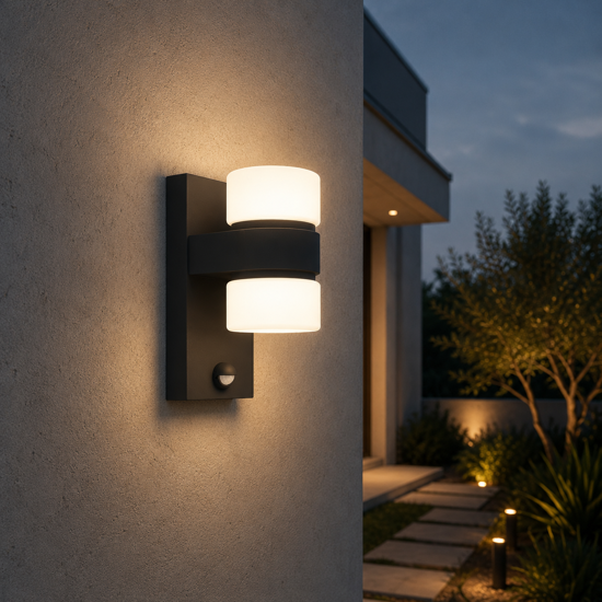 Applique da esterno led 3000k ip44 sensore di movimento antracite