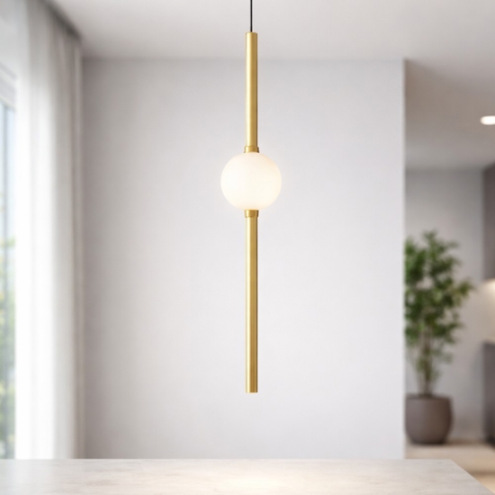 Lampada a sospensione oro sfera bianca pendente per isola cucina