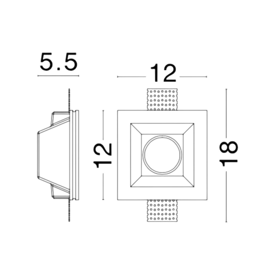Faretto di gesso quadrato da incasso per controsoffitto
