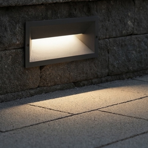 Segnapasso led rettangolare da incasso parete per esterno grafite ip65