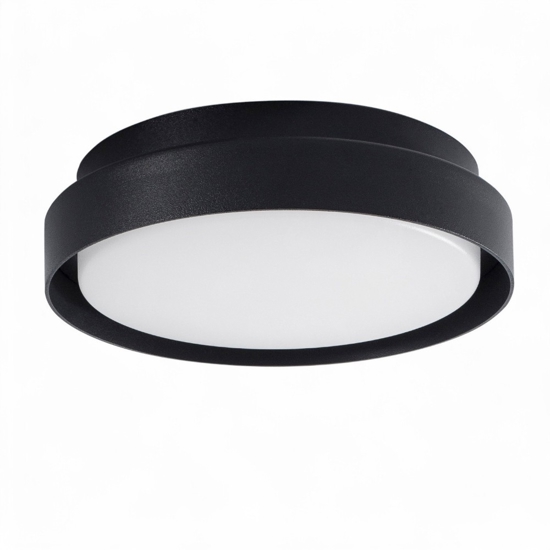 Plafoniera da esterno moderna nera rotonda led 20w 3000k