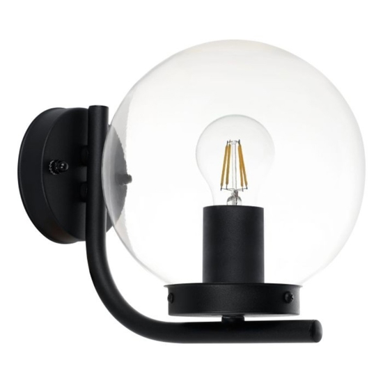 Applique da esterno nera sfera vetro trasparente ip44