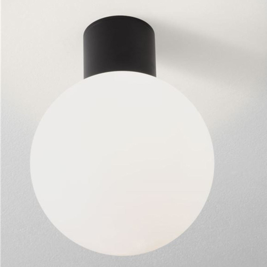 Plafoniera da esterno antracite sfera vetro bianco moderna ip54