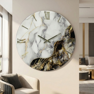 Orologio da parete 60cm rotondo in resina oro effetto marmo