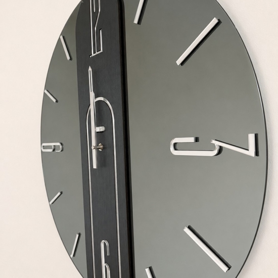 Orologio da parete mistica vetro fume 60cm tondo design moderno