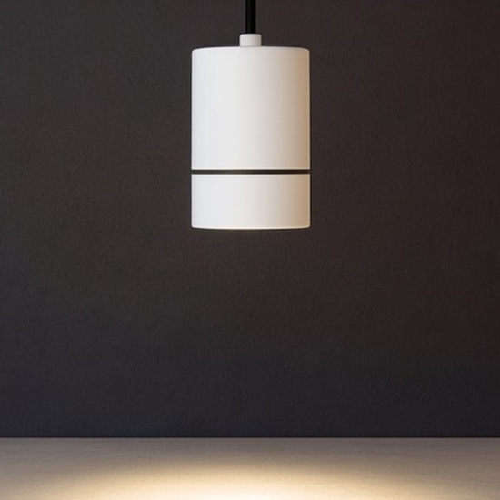 Lampada a sospensione cilindro bianco per penisola isola bancone