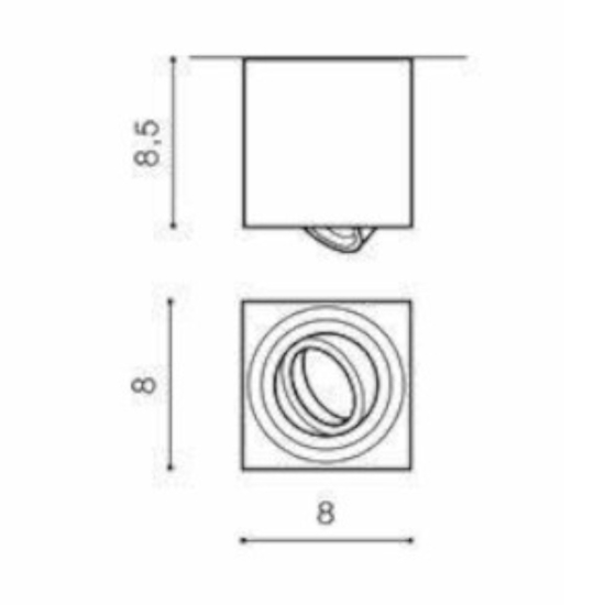 Faretto quadrato da soffitto nero orientabile