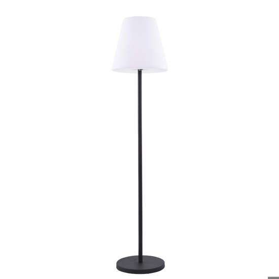 Piantana nera da esterno moderna paralume cono bianco ip44
