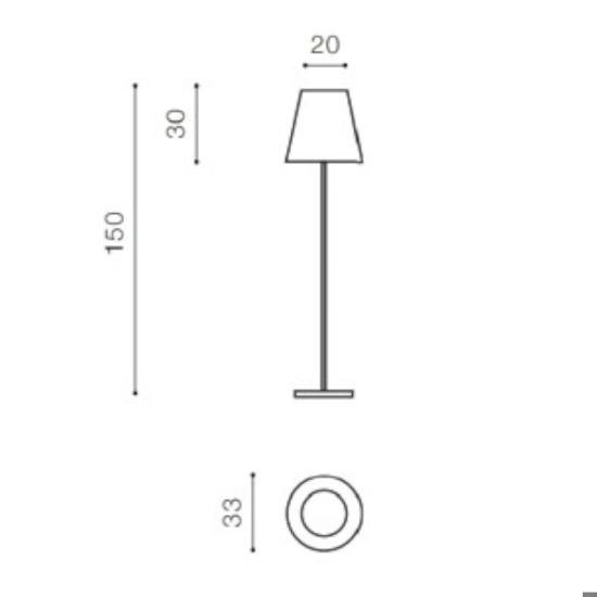 Piantana nera da esterno moderna paralume cono bianco ip44