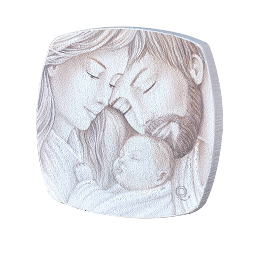 Mini capezzale da comodino 10x10cm quadretto sacra famiglia