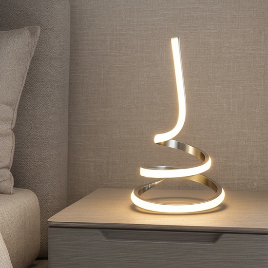 Abat-jour lampada da comodino ricciolo moderna led 15w 4500k fp