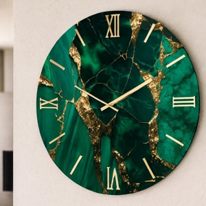 Orologio per parete 40cm rubino effetto marmo verde oro moderno