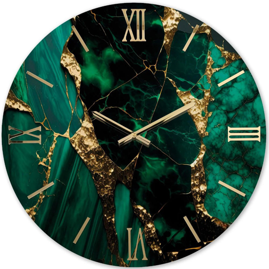 Orologio per parete 40cm rubino effetto marmo verde oro moderno