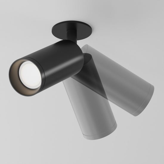 Faretto da incasso cilindro da soffitto nero orientabile maytoni focus