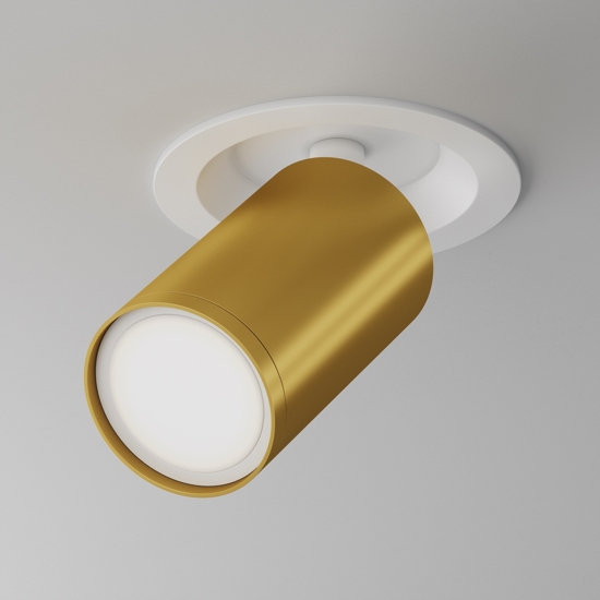 Faretto da incasso a soffitto cilindro oro orientabile maytoni focus