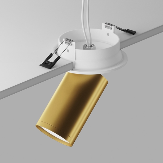 Faretto da incasso a soffitto cilindro oro orientabile maytoni focus