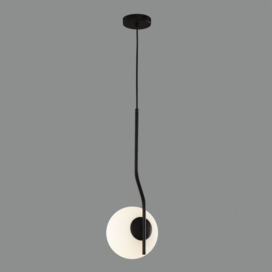 Lampada per comodino stanza da letto nero sfera vetro bianco