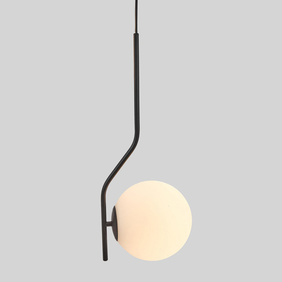 Lampada per comodino stanza da letto nero sfera vetro bianco