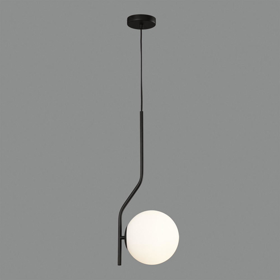 Lampada per comodino stanza da letto nero sfera vetro bianco