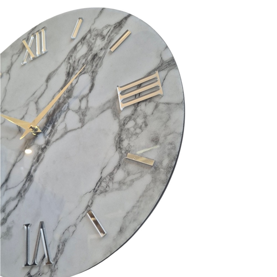 Orologio mabby moderno 60cm da parete effetto marmo bianco
