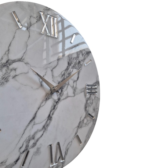 Orologio mabby moderno 60cm da parete effetto marmo bianco