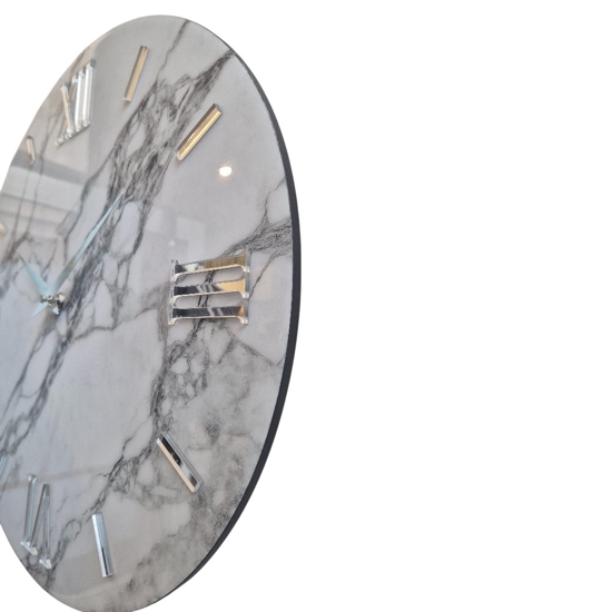 Orologio mabby moderno 60cm da parete effetto marmo bianco