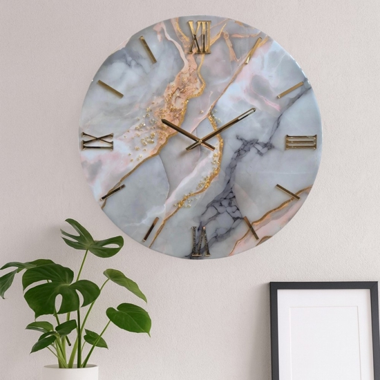 Orologio cirpo da parete 60cm moderno resina effetto marmorizzato
