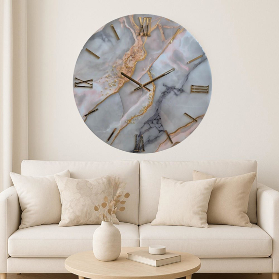 Orologio cirpo da parete 60cm moderno resina effetto marmorizzato