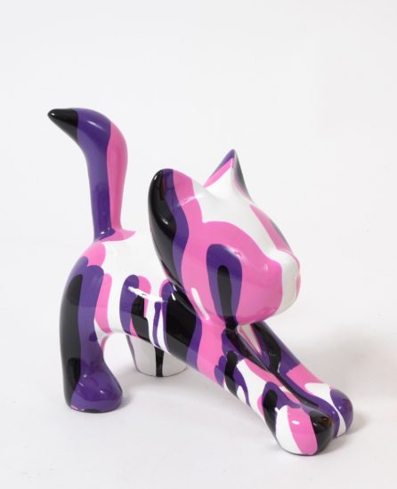 Scultura da tavolo gatto design moderno soprmmobile multicolor promozione
