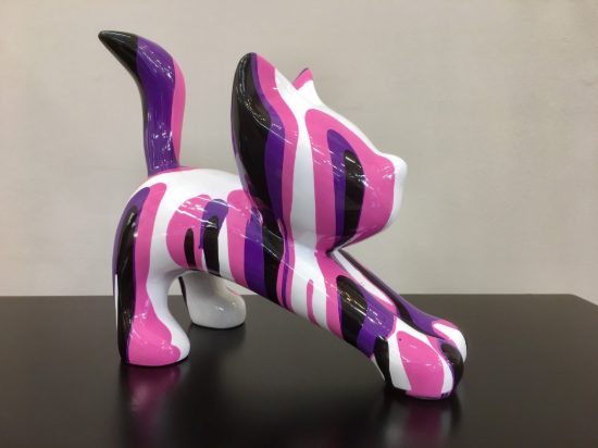 Scultura da tavolo gatto design moderno soprmmobile multicolor promozione