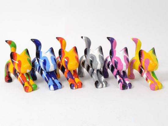 Scultura da tavolo gatto design moderno soprmmobile multicolor promozione