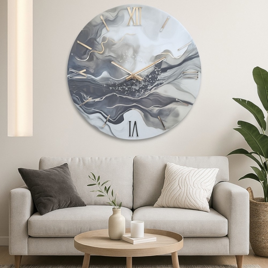 Orologio nero grigio 60cm da parete design moderno