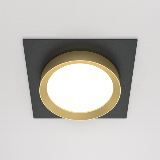 Faretto da incasso a soffitto nero oro gx53 maytoni hoop